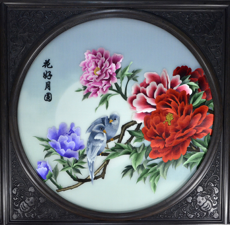 苏绣木质屏风 家用玄关 风水屏风花鸟类手工