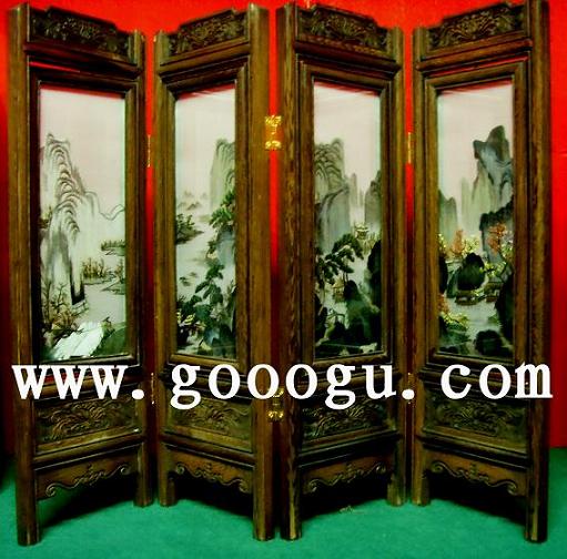 风景刺绣屏风画 刺绣台屏 刺绣装饰品