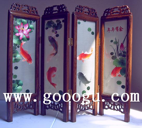年年有余刺绣 刺绣小屏风