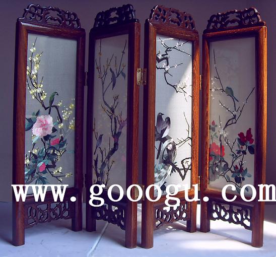 花鸟刺绣小屏风 双面绣小屏风 苏绣小屏风