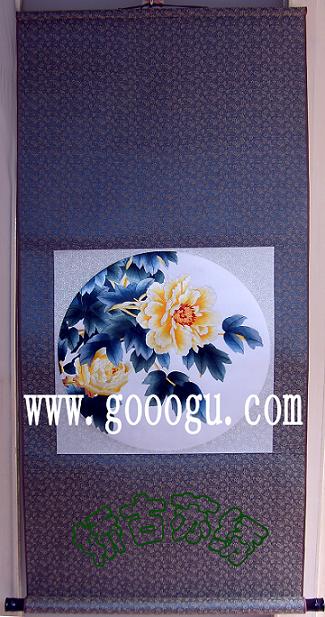 手工刺绣卷轴画 丝绸刺绣画 手工刺绣工艺画