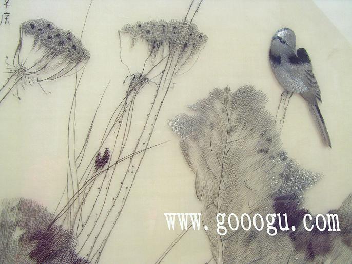 素雅荷花,手工刺绣精品画,高档挂画
