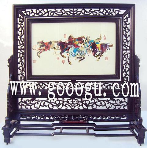 骏马图苏绣,苏州刺绣精品,手工刺绣工艺品