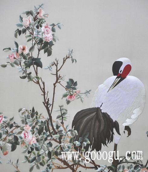 郎世宁《花荫双鹤图》,苏绣,苏州刺绣,手工刺绣,高档刺绣画