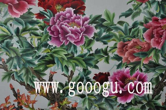 苏绣屏风,刺绣屏风图,荣华富贵刺绣画