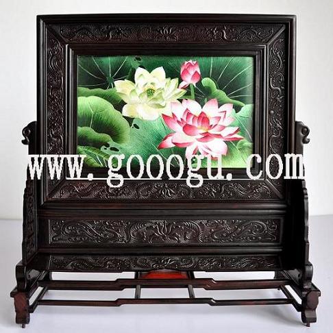 苏州刺绣 荷花 荷叶 刺绣工艺品
