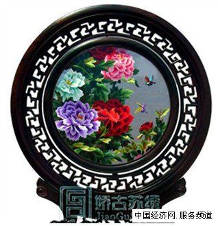 牡丹双面绣精品,檀木牡丹苏绣,娇古苏绣精品台屏
